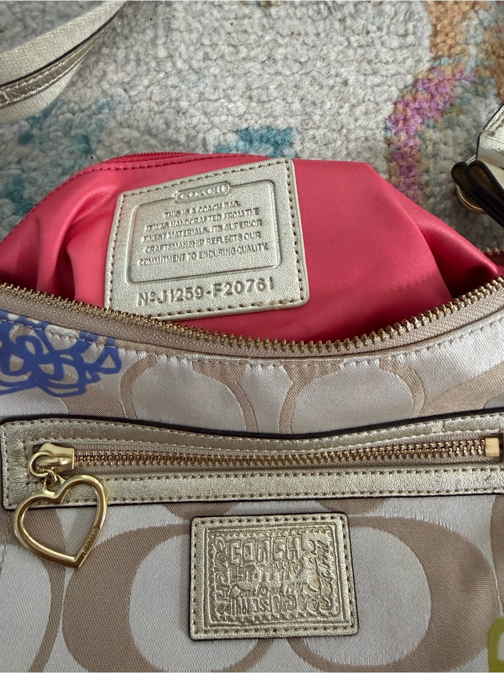 Coach Beige Signature Crossbody with Multicolor Floral Accents - Picture 4 of 9